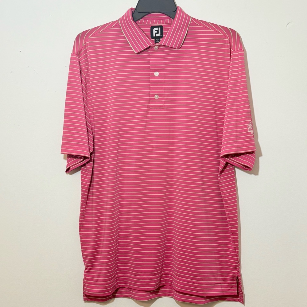 FootJoy ProDry Pink Stripe Golf Polo Shirt Men’s Large Edgewood Club